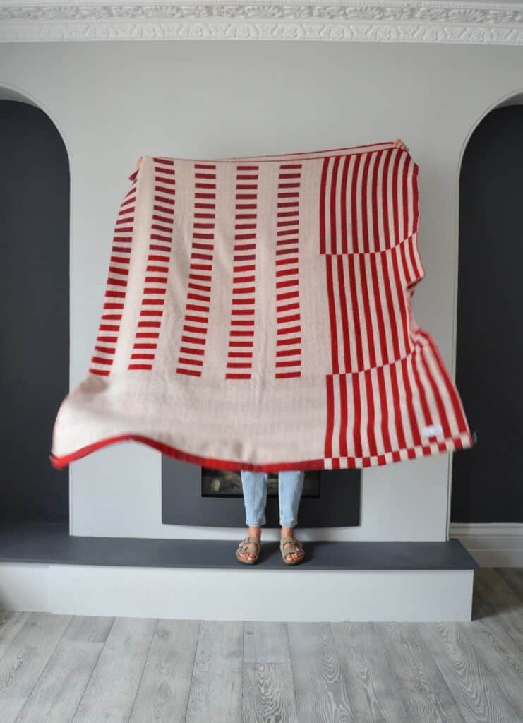 RED + WHITE handwoven blanket
